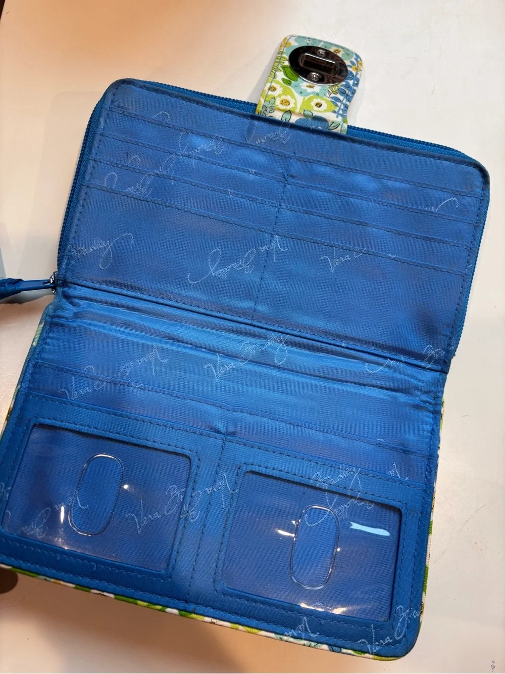 Vera Bradley Blue, Green & Yellow Floral Zip-Around Wallet - Picture 4 of 5